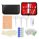 25 In 1 Medical Skin Surgical Suture Training Kit Operate Suture Practice Training Silicone Pad Needle Scissors Tool Kit