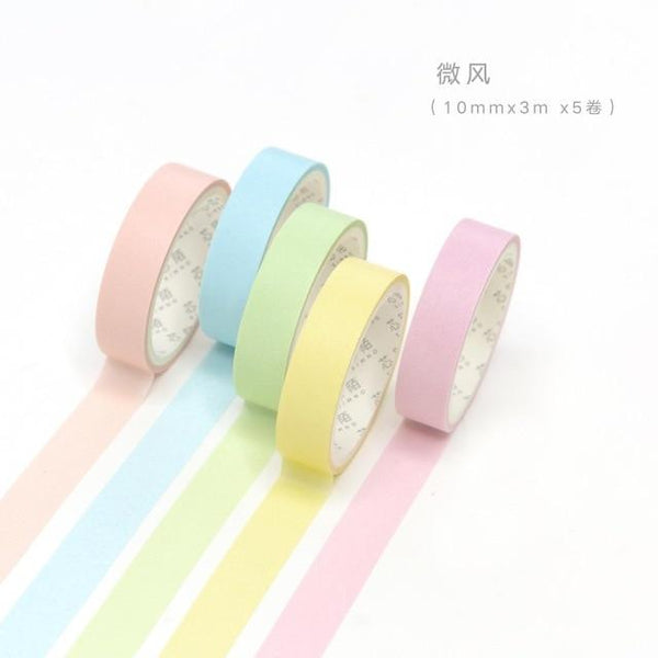 5pcs/lot Decorative Washi Tape Diy Rainbow Sticker Masking Paper Set For Diy Crafts Planners Scrapbooks Bullet Journals Cards