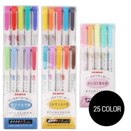 3pcs or 5pcs/set zebra mildliner color Japanese stationery double headed fluorescent pen  hook pen color Mark pen kawaii