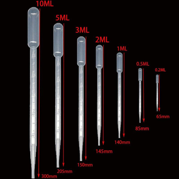10pc 0.2 / 0.5 / 1/2/3/5 / 10ML Transparent Pipette Disposable Safety Plastic Dropper Pipette Type Pipette Education Supplies