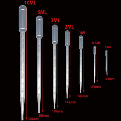 10pc 0.2 / 0.5 / 1/2/3/5 / 10ML Transparent Pipette Disposable Safety Plastic Dropper Pipette Type Pipette Education Supplies