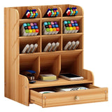 Multi-function Wooden Desktop Pen Holder Office School Storage Case Desk Pen Pencil Organizer