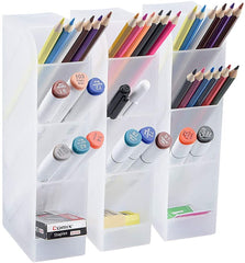 Big Desk Organizer Pen Organizer Storage For Office School Home Supplies Translucent White Pen Storage Holder High Capacity
