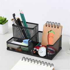 Creative Metal Pen Holder Pencil File Storage Rack 3 Grid Storage Box Desktop Stationery Organizer escritorio Office accessories