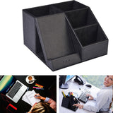 Durable Multifunction Organizer Station Container Stand Office Pen Holder PU Leather Wireless Charger Universal Black Desktop