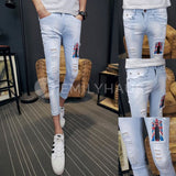 Ripped Skinny Fit Jeans [Pre-Order] Color: White/blue/black - Size: W26-33 26 / Design A