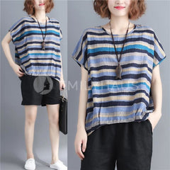 Round Neck Color Stripes Top [Pre-Order] One Size Tops