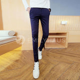 Skinny Fit Casual Pants [Pre-Order] Color: Black/white/beige - Size: W26-34 26 / Blue