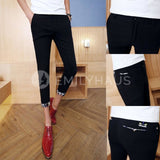Skinny Fit Cropped Pants [Pre-Order] Color: Black/blue - Size: W27-33