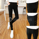Skinny Fit Pants [Pre-Order] Color: Black/blue - Size: W27-34