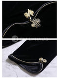 Slim-Fit Velvet Cheongsam Tops [Pre-Order] Color: Black/red - Size: S-Xl