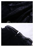 Slim-Fit Velvet Cheongsam Tops [Pre-Order] Color: Black/red - Size: S-Xl